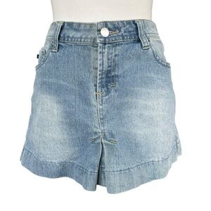 Vtg y2k zanadi light blue denim jean skirt pleated women size 7 30” mid rise